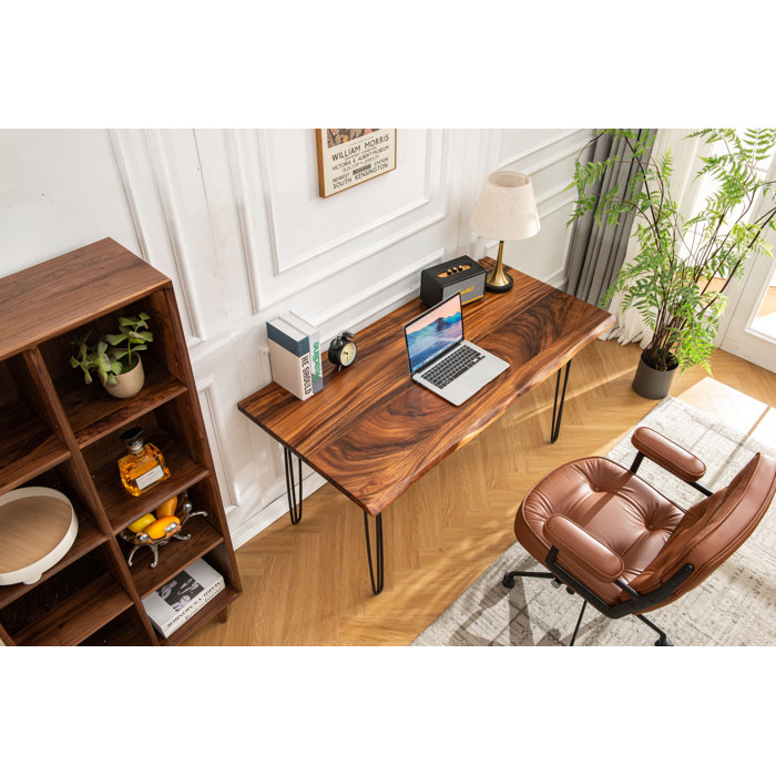 Riverside Benches Live Edge Desk with Hairpin Legs and South American
